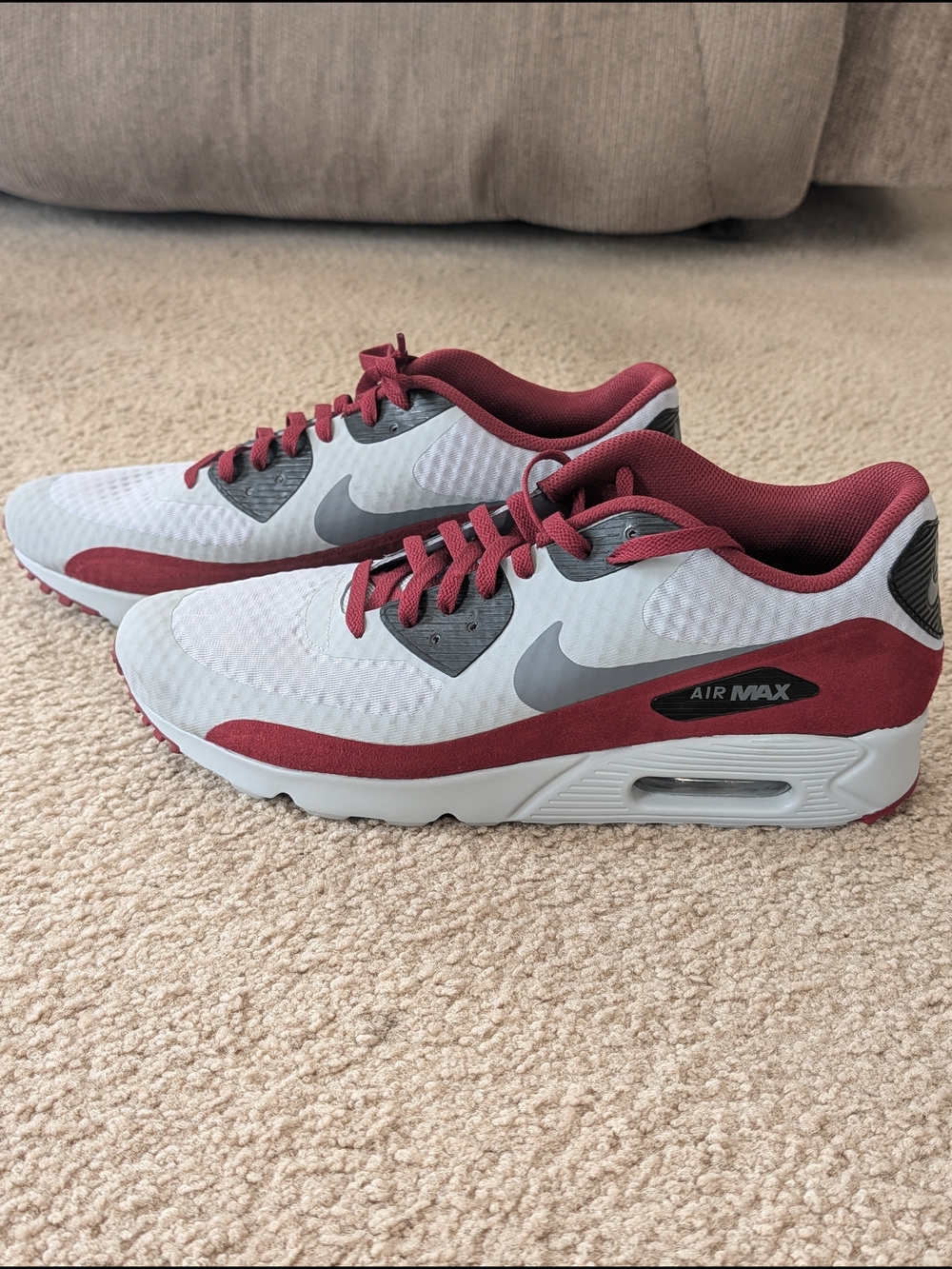 Brand New Nike Air Max Sneakers in Gray and Burgundy Size 15